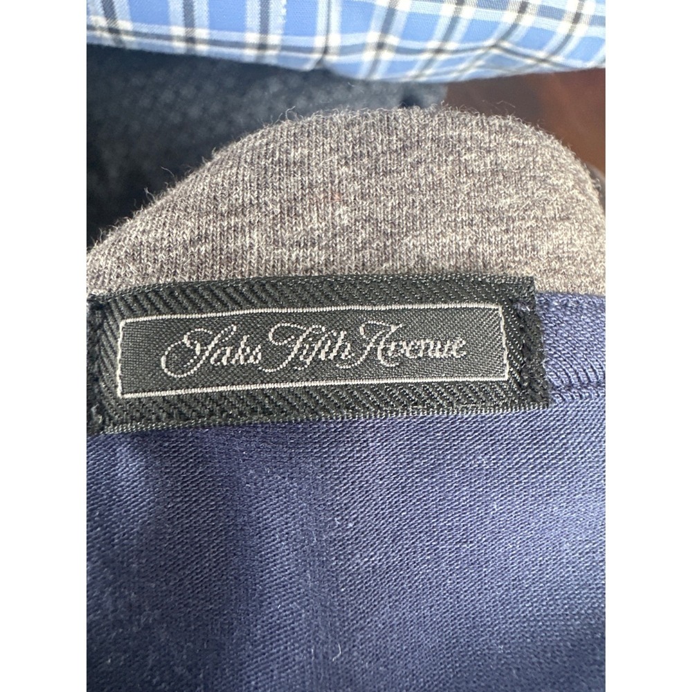 Saks Fifth Avenue Mens Navy Blue Long Sleeve Crew Neck T-Shirt Made in Italy XXL